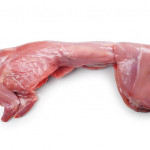 "Skinned, raw rabbit isolated on white."